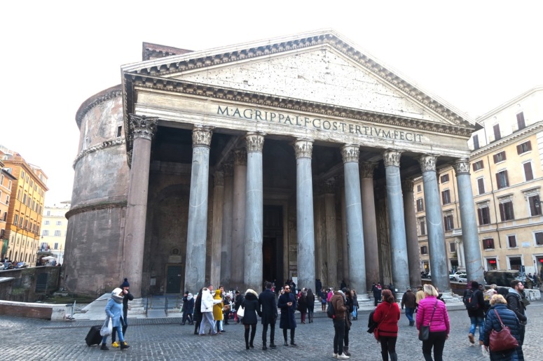 It was unusually cold for Rome--as you can see here at the Pantheon.